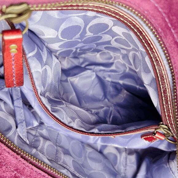 Coach Hampton Bucket Purple Suede Leather Shoulder SOHO Mid Size Tote Bag 9676 - Picture 8 of 12